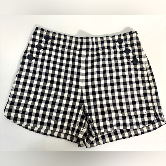 Loft Navy and White checkered preppy nautical shorts side zipper  size 8 EUC - Picture 1 of 9